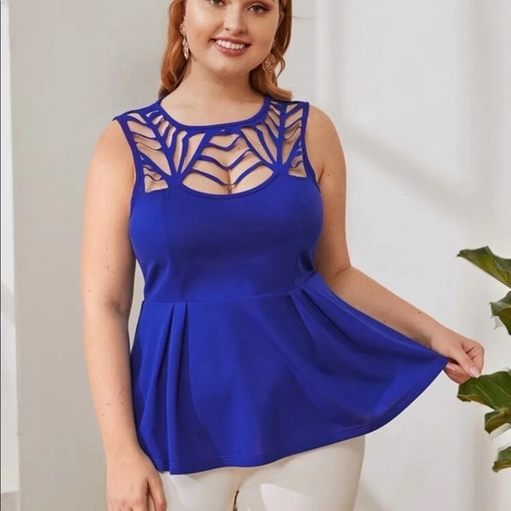 Plus size cut out peplum top